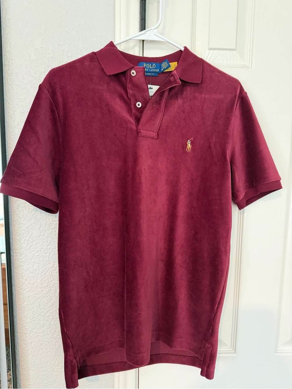 Ralph Lauren Men’s Burgundy Corduroy Short-Sleeve Polo
